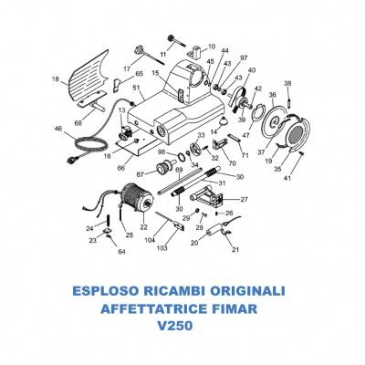 Exploded spare parts for Fimar V250 slicers - Fimar
