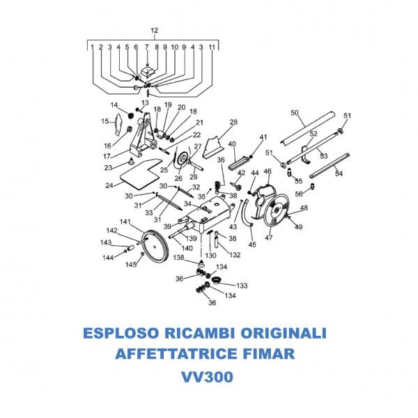 Exploded view spare parts for Fimar VV300 flywheel slicer - Fimar