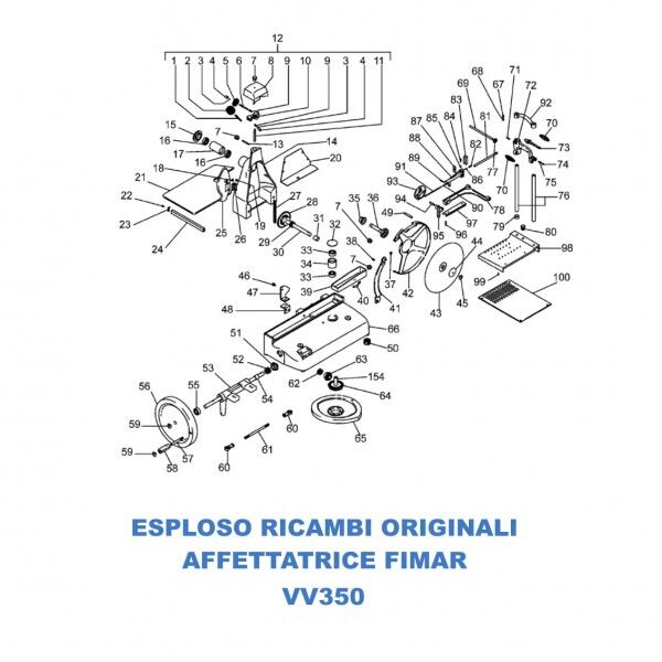 Exploded view spare parts for Fimar VV350 flywheel slicer - Fimar