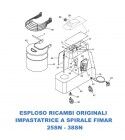 Exploded view of spare parts for Fimar 25SN - 38SN spiral mixers