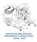 Exploded view of spare parts for Fimar 50CNS - 50FN spiral mixers