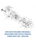 Exploded view of spare parts for Fresh Pasta Machine MPF15N - MPF25N