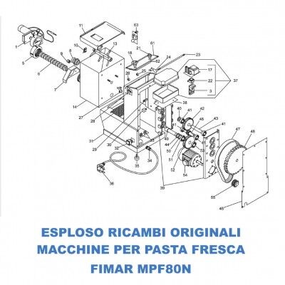 Exploded view spare parts for fresh pasta machine MPF80N - Fimar