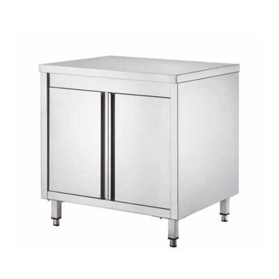 Tavolo armadiato Inox, con porte battenti, profondità 70 cm