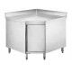 Stainless steel corner cabinet table, 100x70 cm, with splashback - Forcar Inox