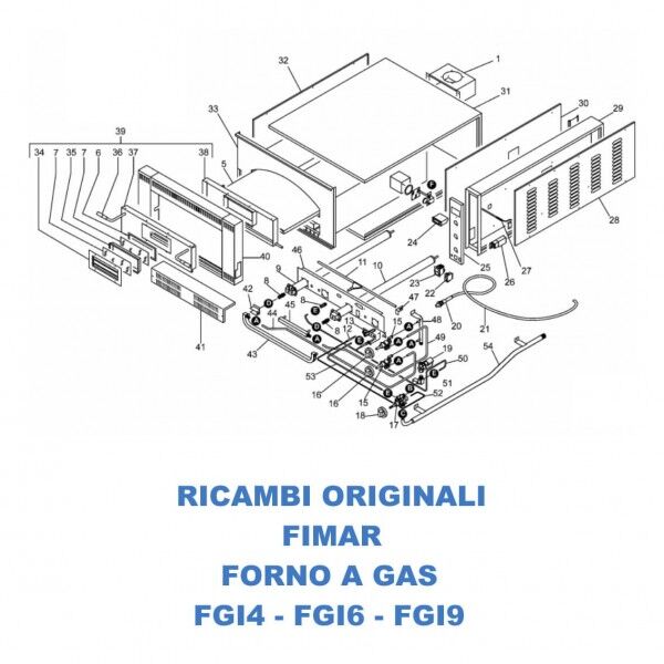Exploded view spare parts for gas oven Fimar FGI4 - FGI6 - FGI9 - Fimar