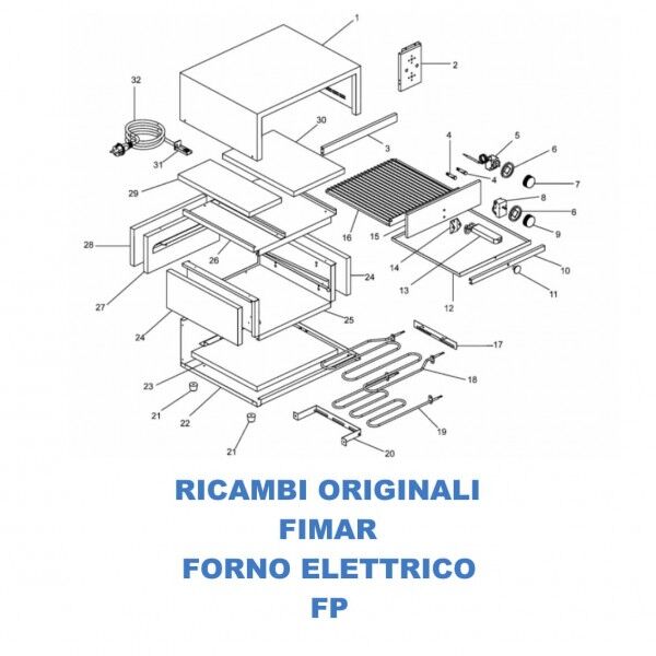 Exploded view spare parts for Fimar FP electric oven - Fimar