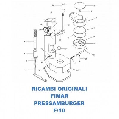 Exploded Fimar pressamburger parts. F10 - Fimar