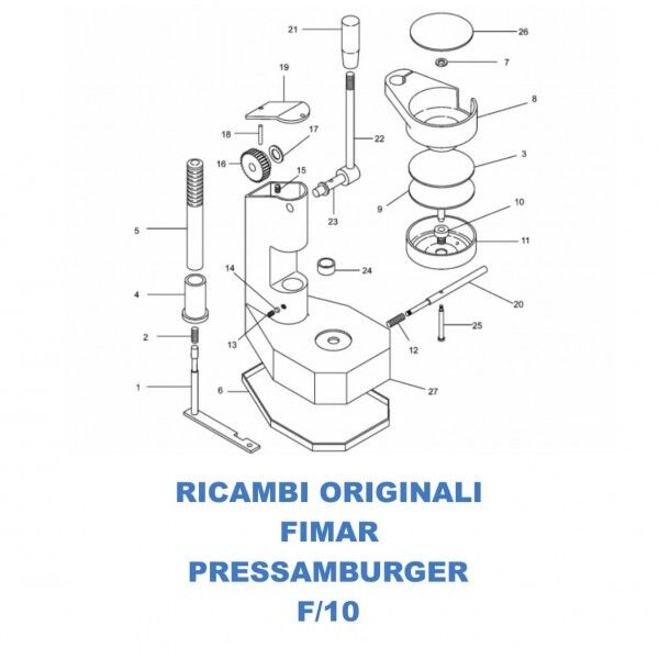 Exploded spare parts for Fimar pressamburger. F10 - Fimar