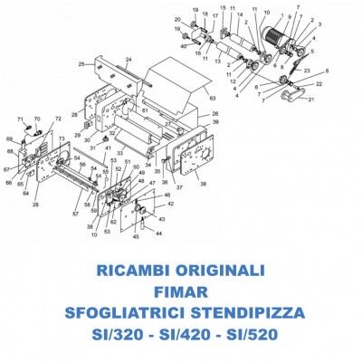 Exploded spare parts for Fimar sheeters. SI320 - SI420 - SI520 - Fimar