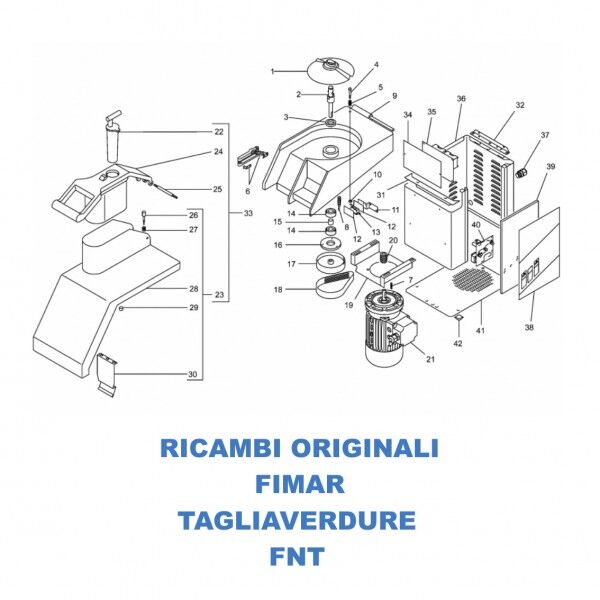Exploded view spare parts for Fimar FNT vegetable cutter - Fimar