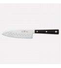 Santoku knife 16 cm. Sushi line with stainless steel perforated blade and POM handle. 2 mm thick. 3343