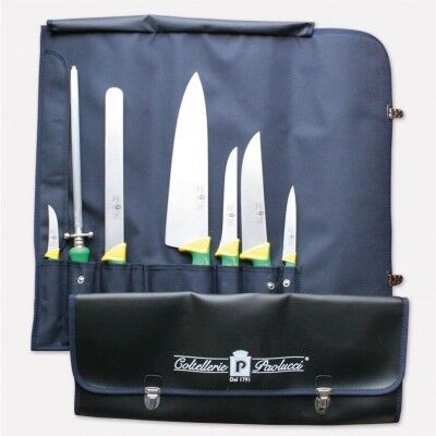 Nylon chef's roll pouch with 7 knife set imperial line. 4994