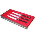 3 Steak Knife Kit. Master Chef line stainless steel blade and POM handle. Velvet box. 3030