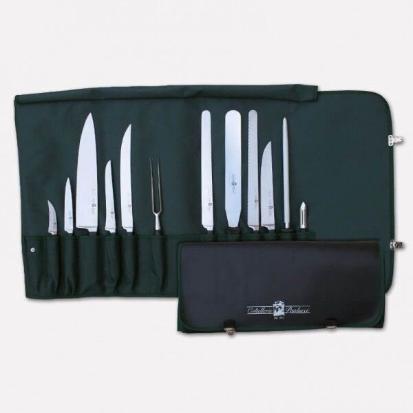 Borsello avvolgibile per cuoco con set di 12 coltelli professionali linea Master Chef. 3995 - Coltellerie Paolucci