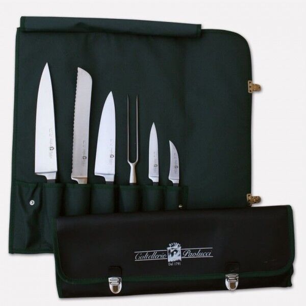 Borsello avvolgibile cuoco per set di 6 coltelli professionali
