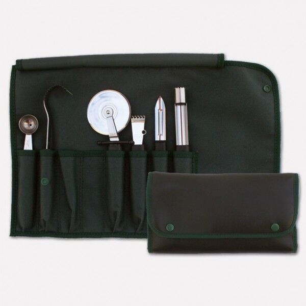 Chef's roll-up pouch with set of 6 professional kitchen gadgets Master Chef line. 1990 - Coltellerie Paolucci