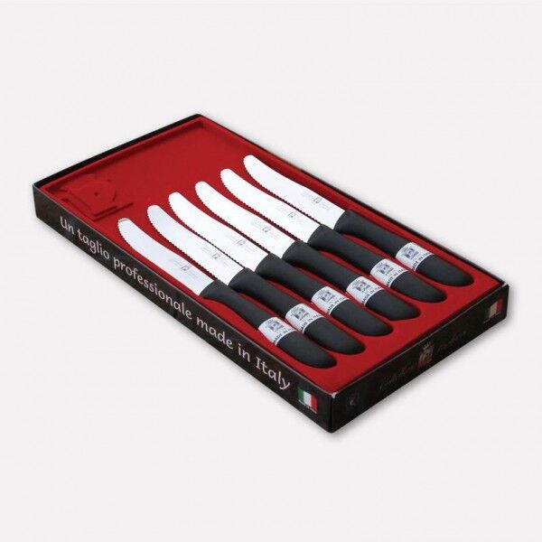 Pack of 6 table knives with stainless steel blade and nylon handle. 1709 - Coltellerie Paolucci