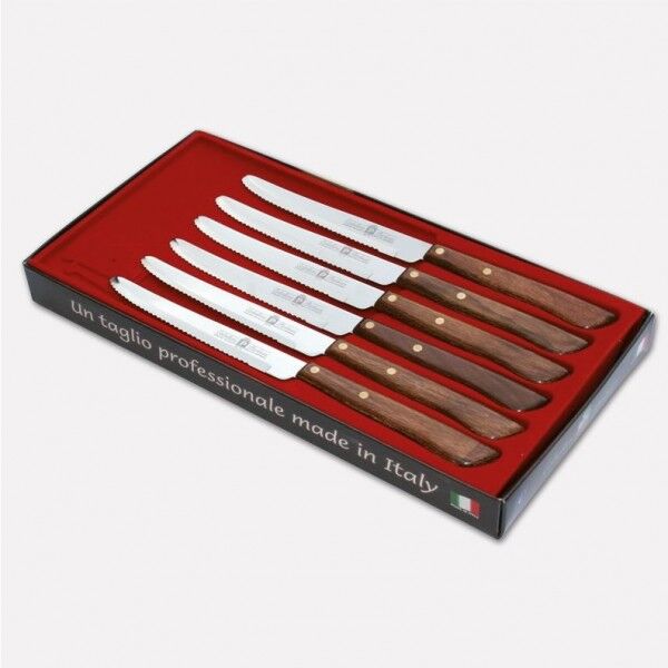 Pack of 6 table knives with stainless steel blade and durafol handle. 1719 - Coltellerie Paolucci