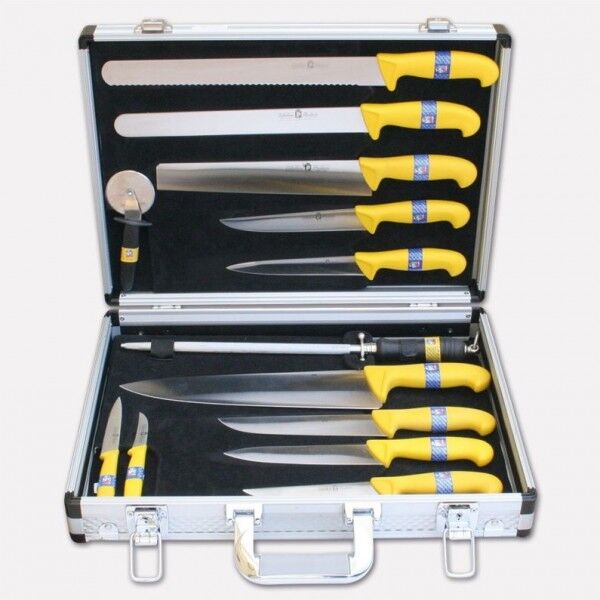 Aluminum chef's case with set of 13 knives millennium3 line. 1671 - Coltellerie Paolucci