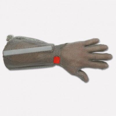 Stainless steel glove 5 fingers with forearm and hook, Various sizes available. 9001 - Coltellerie Paolucci
