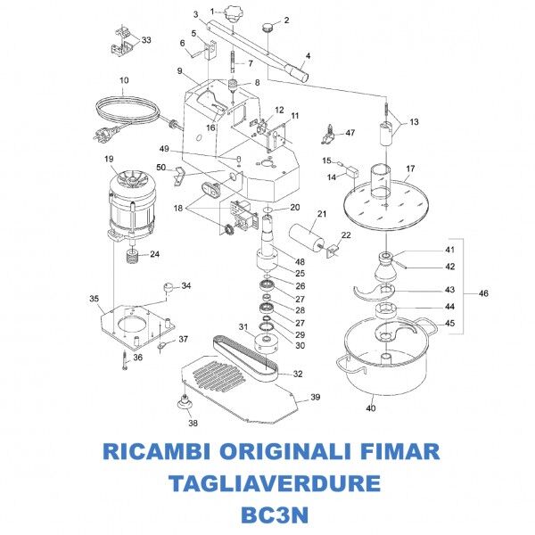 Exploded view spare parts for Fimar BC3N vegetable cutter - Fimar